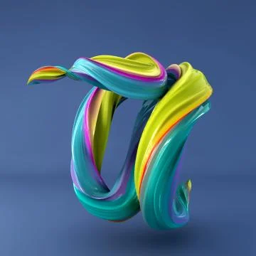 3d rendering of isolated letter. Wavy dabs of colorful paint. Stock Illustration
