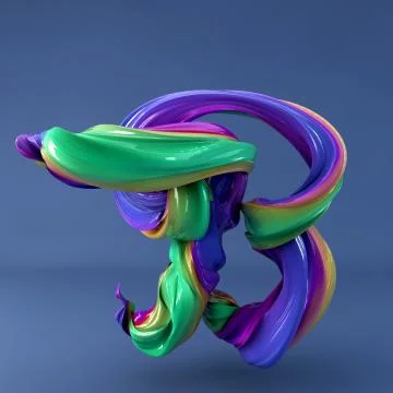 3d rendering of isolated letter. Wavy dabs of colorful paint. Stock Illustration