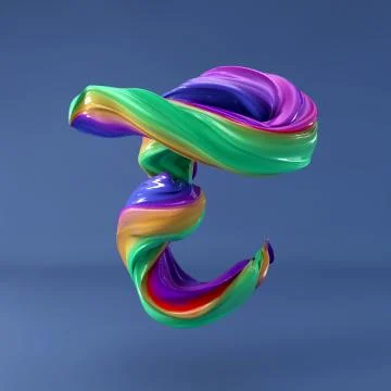3d rendering of isolated letter. Wavy dabs of colorful paint. イラスト素材
