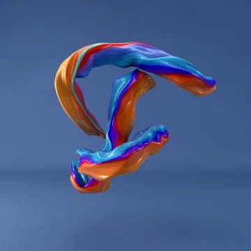 3d rendering of isolated letter. Wavy dabs of colorful paint. Stock Illustration