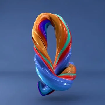3d rendering of isolated letter. Wavy dabs of colorful paint. Stock-Illustration