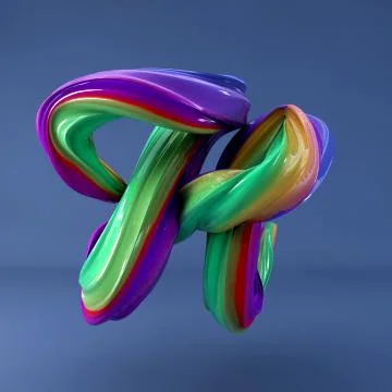 3d rendering of isolated letter. Wavy dabs of colorful paint. Stock Illustration