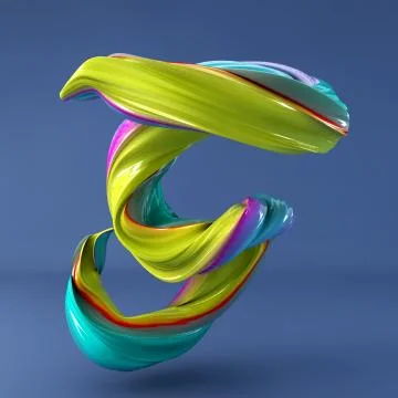 3d rendering of isolated letter. Wavy dabs of colorful paint. Stock Illustration