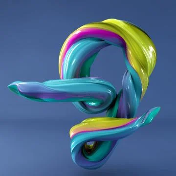 3d rendering of isolated letter. Wavy dabs of colorful paint. イラスト素材