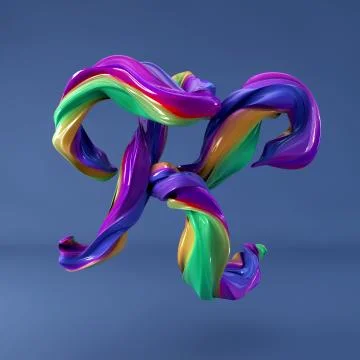 3d rendering of isolated letter. Wavy dabs of colorful paint. イラスト素材