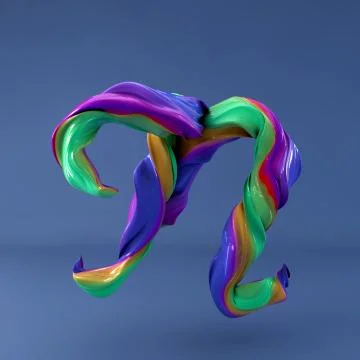 3d rendering of isolated letter. Wavy dabs of colorful paint. Stock Illustration