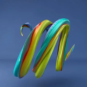 3d rendering of isolated letter. Wavy dabs of colorful paint. Stock Illustration