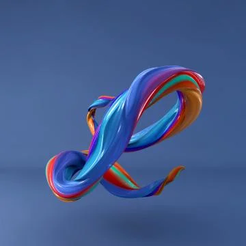 3d rendering of isolated letter. Wavy dabs of colorful paint. Stock-Illustration
