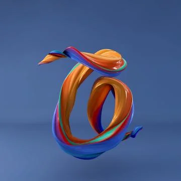 3d rendering of isolated letter. Wavy dabs of colorful paint. Stock Illustration