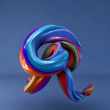 3d rendering of isolated letter. Wavy dabs of colorful paint. Stock-Illustration