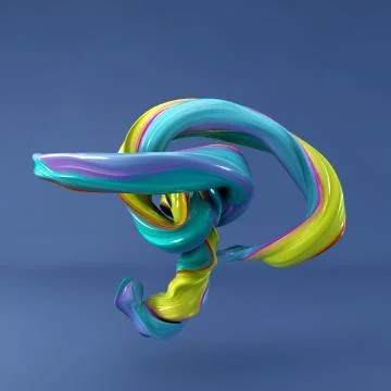 3d rendering of isolated letter. Wavy dabs of colorful paint. Stock-Illustration