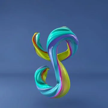 3d rendering of isolated letter. Wavy dabs of colorful paint. イラスト素材