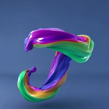 3d rendering of isolated letter. Wavy dabs of colorful paint. Stock Illustration