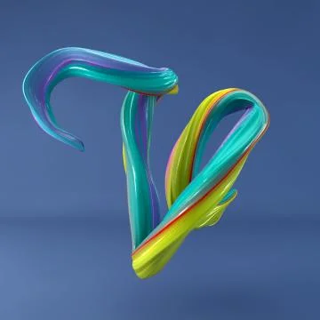 3d rendering of isolated letter. Wavy dabs of colorful paint. Stock Illustration