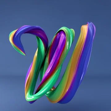 3d rendering of isolated letter. Wavy dabs of colorful paint. Stock Illustration