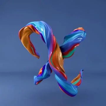 3d rendering of isolated letter. Wavy dabs of colorful paint. イラスト素材