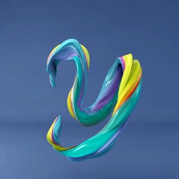 3d rendering of isolated letter. Wavy dabs of colorful paint. イラスト素材
