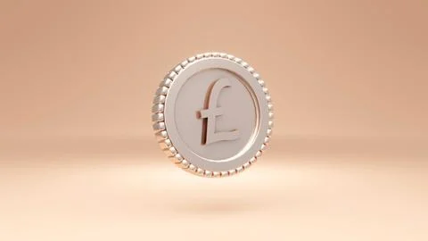 3D Rendering of isolated single silver British money coin pound on backgrou.. Stock Illustration