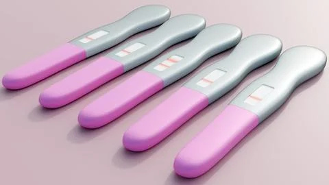 A 3D rendering of isolated white pregnancy test sticks Illustrazione stock