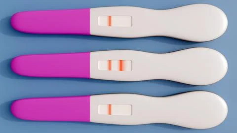 A 3D rendering of isolated white pregnancy test sticks Illustrazione stock