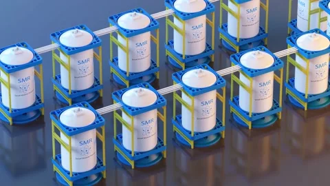 3d rendering isometric group of smr or small modular nuclear reactors power plan Stock Footage 328144231