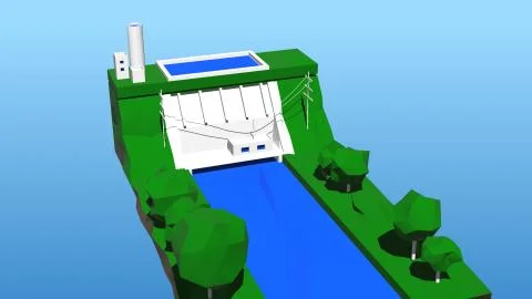 3d rendering of isometric view low poly green energy concept. Stock Illustration
