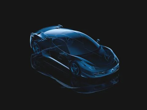 3d rendering of an Italian car. X-ray concept futuristic luxury sports car Stock Illustration
