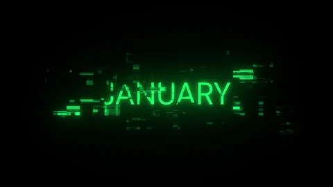 3D rendering January text with screen effects of technological glitches Stock Illustration