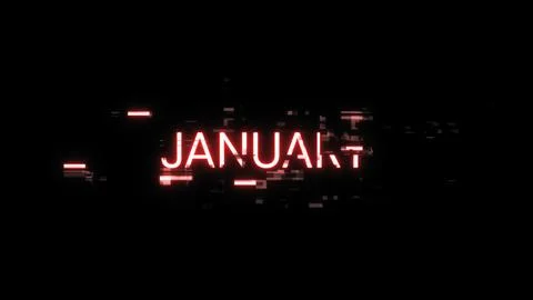 3D rendering January text with screen effects of technological glitches Stock Illustration