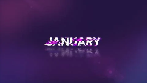 3D rendering January text with screen effects of technological glitches 스톡 일러스트
