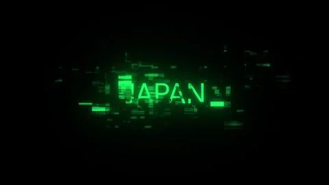3D rendering Japan text with screen effects of technological glitches Illustrazione stock