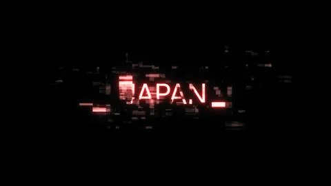 3D rendering Japan text with screen effects of technological glitches Stock Illustration