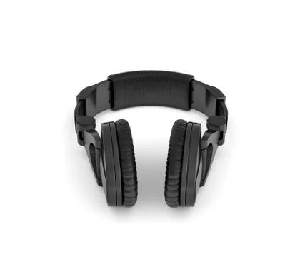 3d rendering of jet black wireless headphones with over-the-ear design lying on イラスト素材