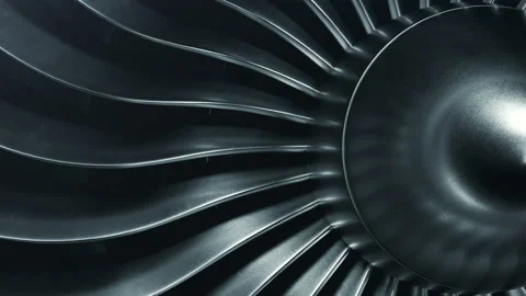 3D Rendering jet engine, close-up view jet engine blades. 4k animation Stock Footage 88795588