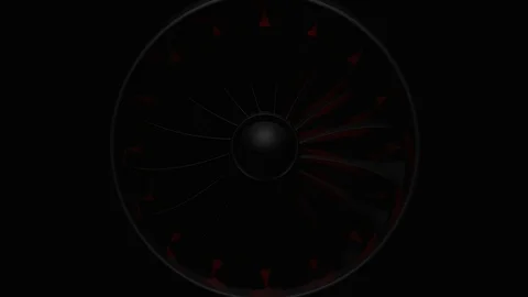 3D Rendering jet engine, close-up view jet engine blades. Stock Footage 126007291