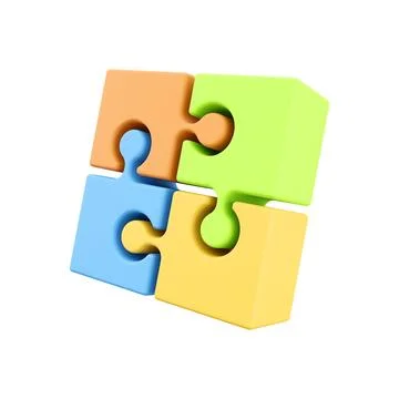 3D rendering jigsaw puzzle. Floor puzzle. Parts of puzzles. 3d object isolated Stock-Illustration