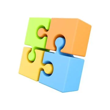 3D rendering jigsaw puzzle. Floor puzzle. Parts of puzzles. 3d object isolated Stock Illustration