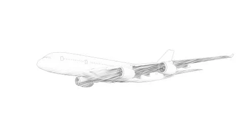 3d rendering of a jumbo jet airplane isolated in white background Illustrazione stock
