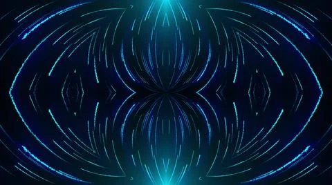 3d rendering kaleida rain from bands and flares. Neon fireworks in mirror Stock Illustration