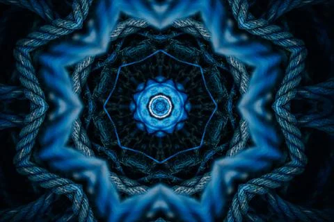 3D rendering of a kaleidoscope pattern in dark blue tones Stock Illustration
