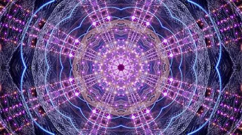 3d rendering of a kaleidoscopic pattern with different symbols and colors Stock Illustration