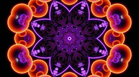 A 3d rendering of a kaleidoscopic pattern resembling a flower with orange ova Stock Illustration