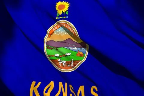 3d rendering of Kansas State flag Stock Illustration