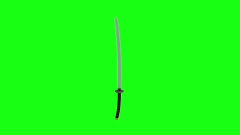 3D Rendering of a Katana Sword with Green Background Stock Footage 297584440