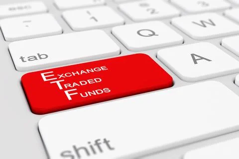 3d rendering of a keyboard with red ETF key. Stock Illustration