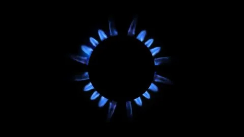 3D rendering of a kitchen burner glowing at night, close up Stock Illustration