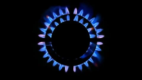 3D rendering of a kitchen burner glowing at night, close up 스톡 일러스트