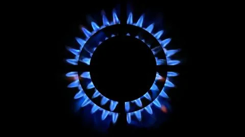 3D rendering of a kitchen burner glowing at night, close up 库存插图