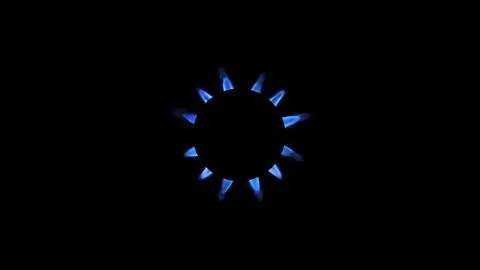 3D rendering of a kitchen burner glowing at night, close up Stock Illustration
