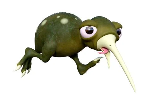3D Rendering Kiwi Bird Chicken on White Stock Illustration